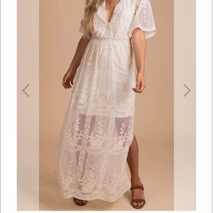 Cream Lace Maxi Dress
